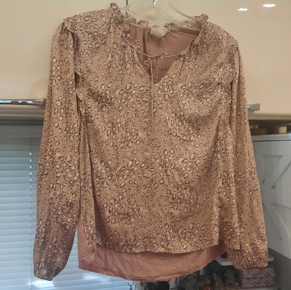 Dolan Pink Leopard Print Blouse XS